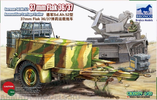 CB35079 German Sd.Ah.52 37mm Flak 36/37 Ammunition Carriage Trailer Bronco Models