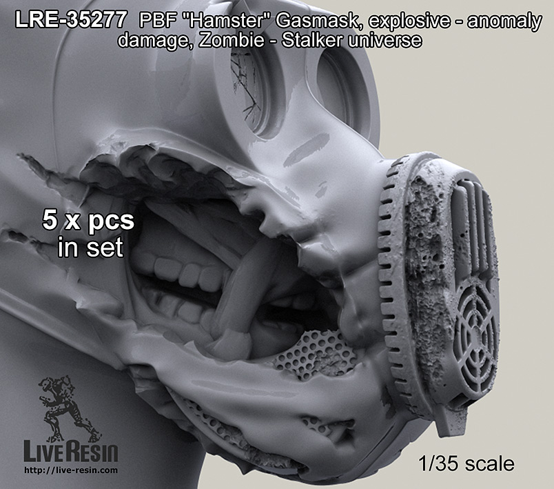 LRE35277 Противогаз российских Десантных войск (ВДВ) ПБФ «Хомяк» с повреждениями от взрыва. Вселенная Зомби — Сталкер.