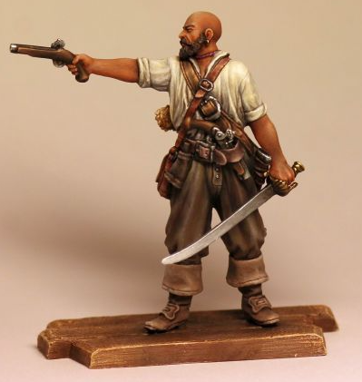 CHM-54024(M). Пират с пистолетом, 1660-80 гг. 54 мм.Материал - белый металл. Chronos Miniatures