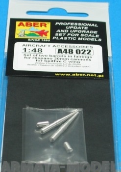 ABR-A48-022  Дополнения для  Set of two barrels for Hispano 20mm machine cannons for British fighter Spitfire для  1/48