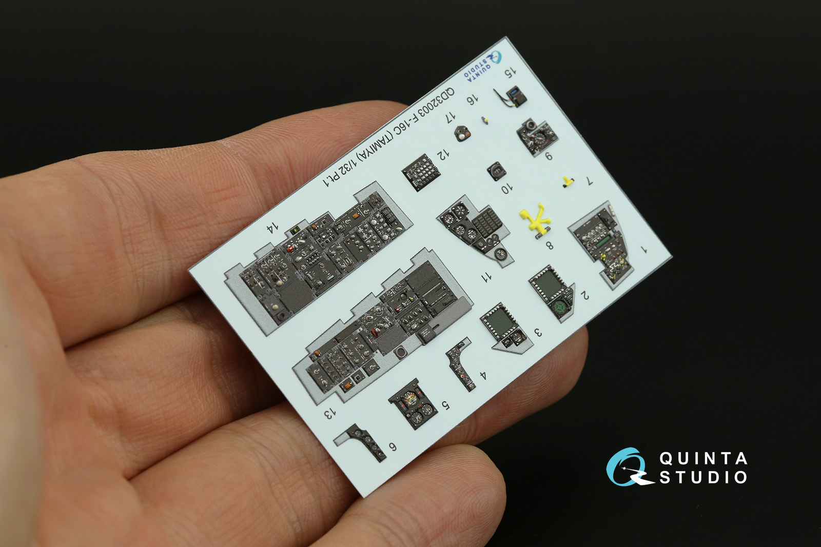 QDS-32003 3D Декаль интерьера кабины F-16C (Tamiya) (малая версия)