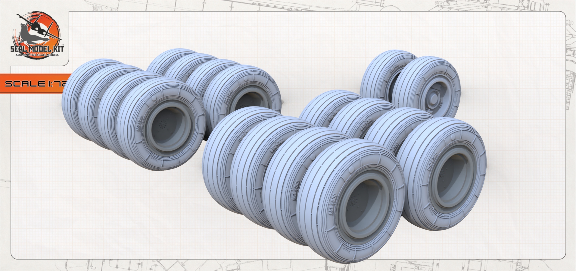 smk72056 Высокодетализированные колеса под нагрузкой для Т4 Сотка (Не для свободной продажи) Seal Model Kit