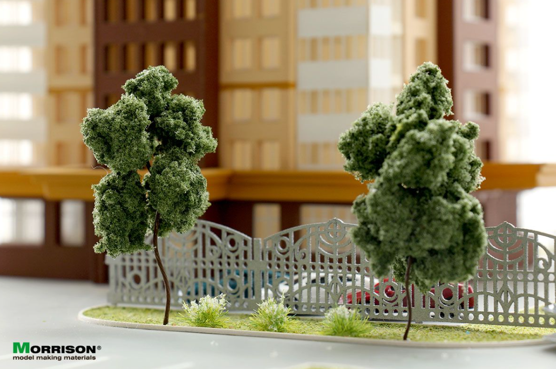 080tcv001 Белые цветущие кочки для диорам. Набор 8 штук.