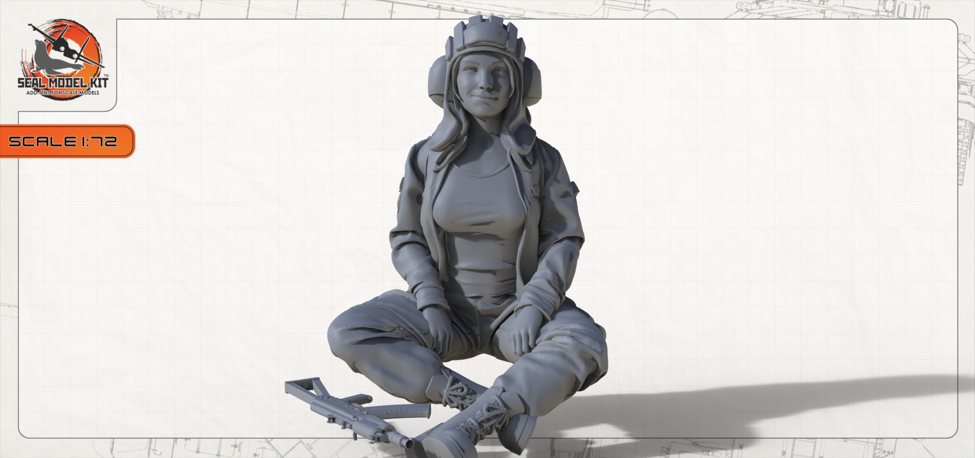 smk72053 Девушка-танкистка Seal Model Kit