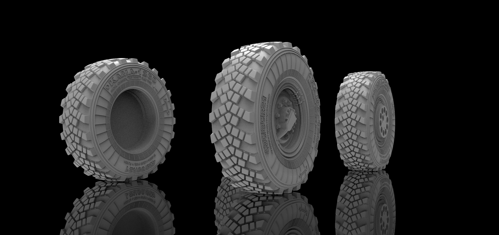 AM3638 Колеса под нагрузкой с защитными колпаками К-4350 Мустанг, 1/35