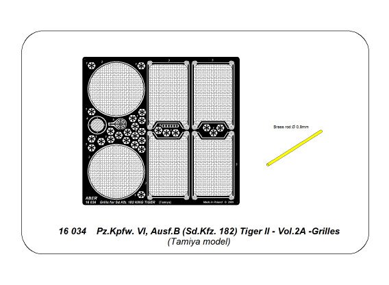 ABR-16-034  Дополнения для  Tiger II - Vol.2A- Grilles для Tamiya 1/16
