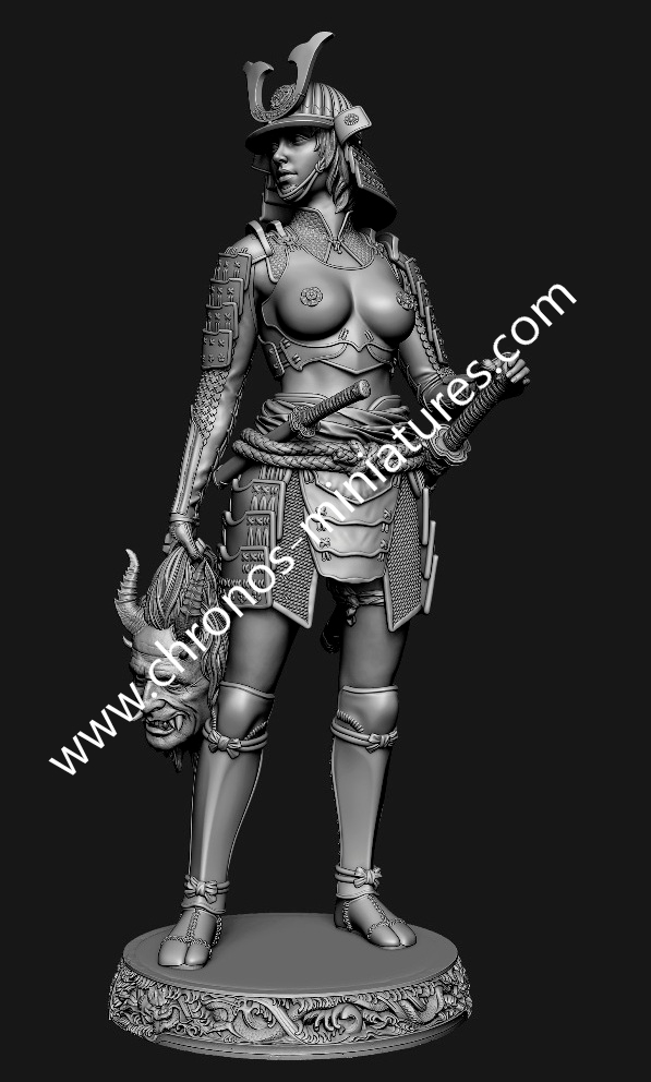 CHM-54282(M). Миры Фэнтези: Японская женщина-самурай. 54 мм. Материал - белый металл. Chronos Miniatures