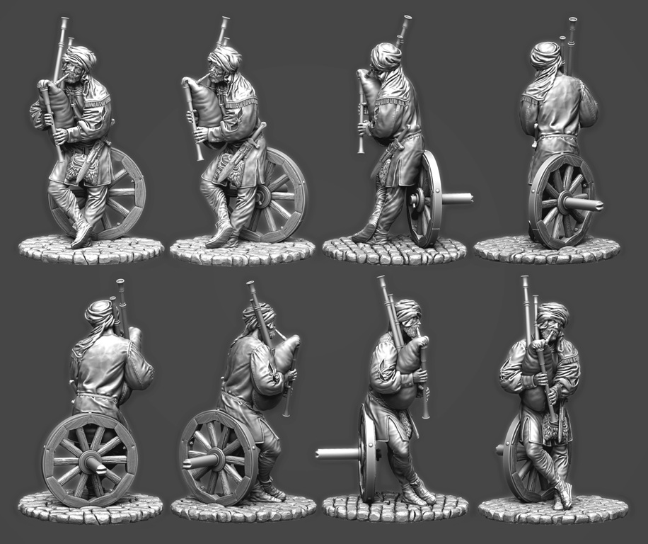 CHM-54167. Европейский крестьянен с волынкой, 16 век. 54 мм. Материал - смола. Chronos Miniatures