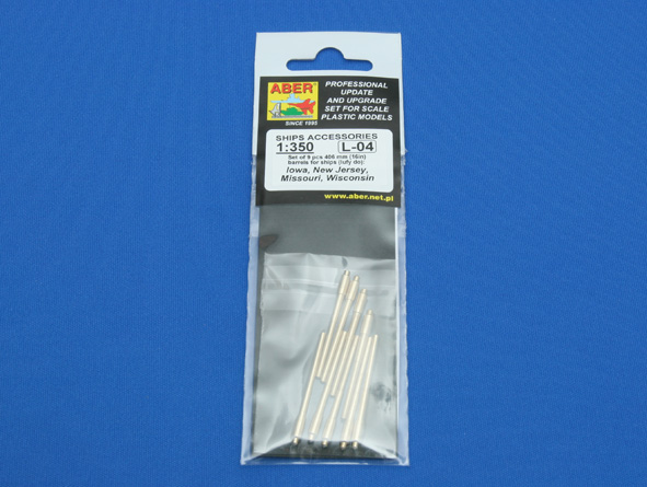 ABR-1:350-L-04  Дополнения для  Set of 9pcs 406 mm barrels for US ships : Iowa, New Jersey, Missouri, Wisconsin для  1/350