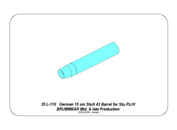 ABR-35-L-110  Дополнения для  German 15cm StuH 43 Barrel for Stu.Pz. IV BRUMBAR для Dragon 1/35