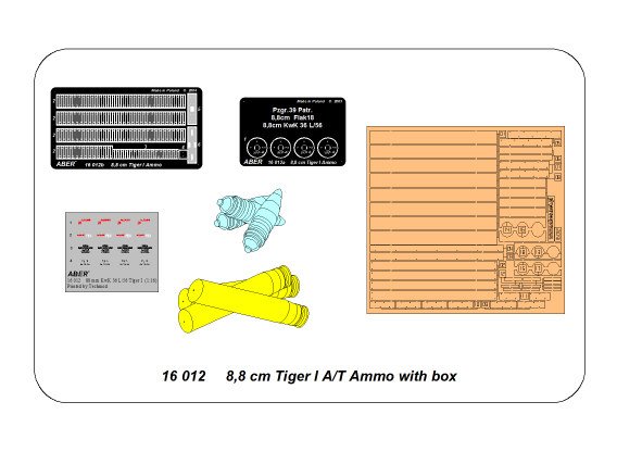 ABR-16-012  Дополнения для  8,8 cm Tiger I A/T Ammo with box для  1/16