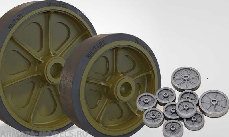 35171 US light tank M3/M3A1/M5 (Stuart), набор сварных катков и ленивцев с заваренными отверстиями for Tamiya, Academy, Italery, AFV Club