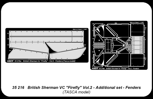 ABR-35-216  Дополнения для  British Sherman Vc “Firefly” –vol.2- Fenders для Tasca 1/35