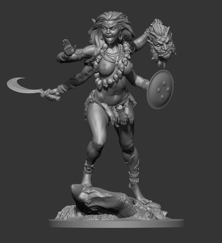 CHM-54150(M). Индийская богиня Кали. 54 мм. Материал – белый металл Chronos Miniatures