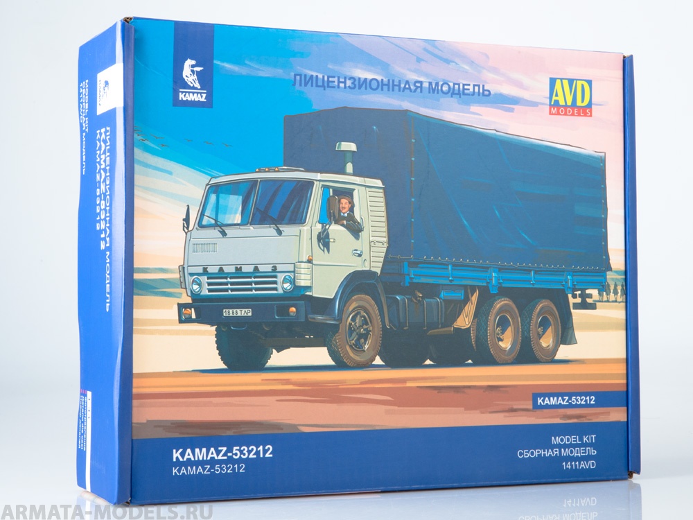 1411AVD Сборная модель КАМАЗ-53212 бортовой с тентом AVD Models