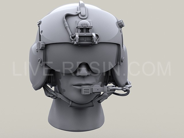 LRE35253 Шлем пилота HGU-56/P Rotary Wing Aircrew с опущенным забралом. Два варианта положения головы