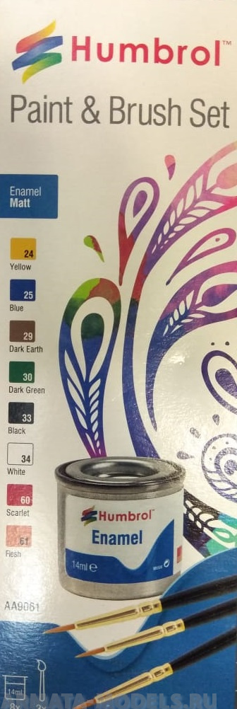 AA9061 Набор матовых эмалевых красок с кистями Enamel Paint and Brush Matt Set