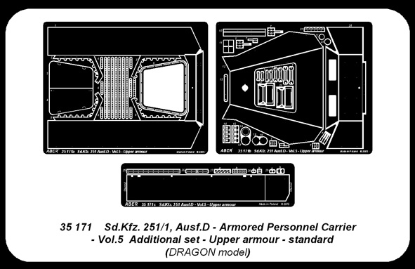 ABR-35 171  Дополнения для  Sd.Kfz. 251/1 Ausf D.-vol.5-add.set-Upper armour для Dragon 1/35