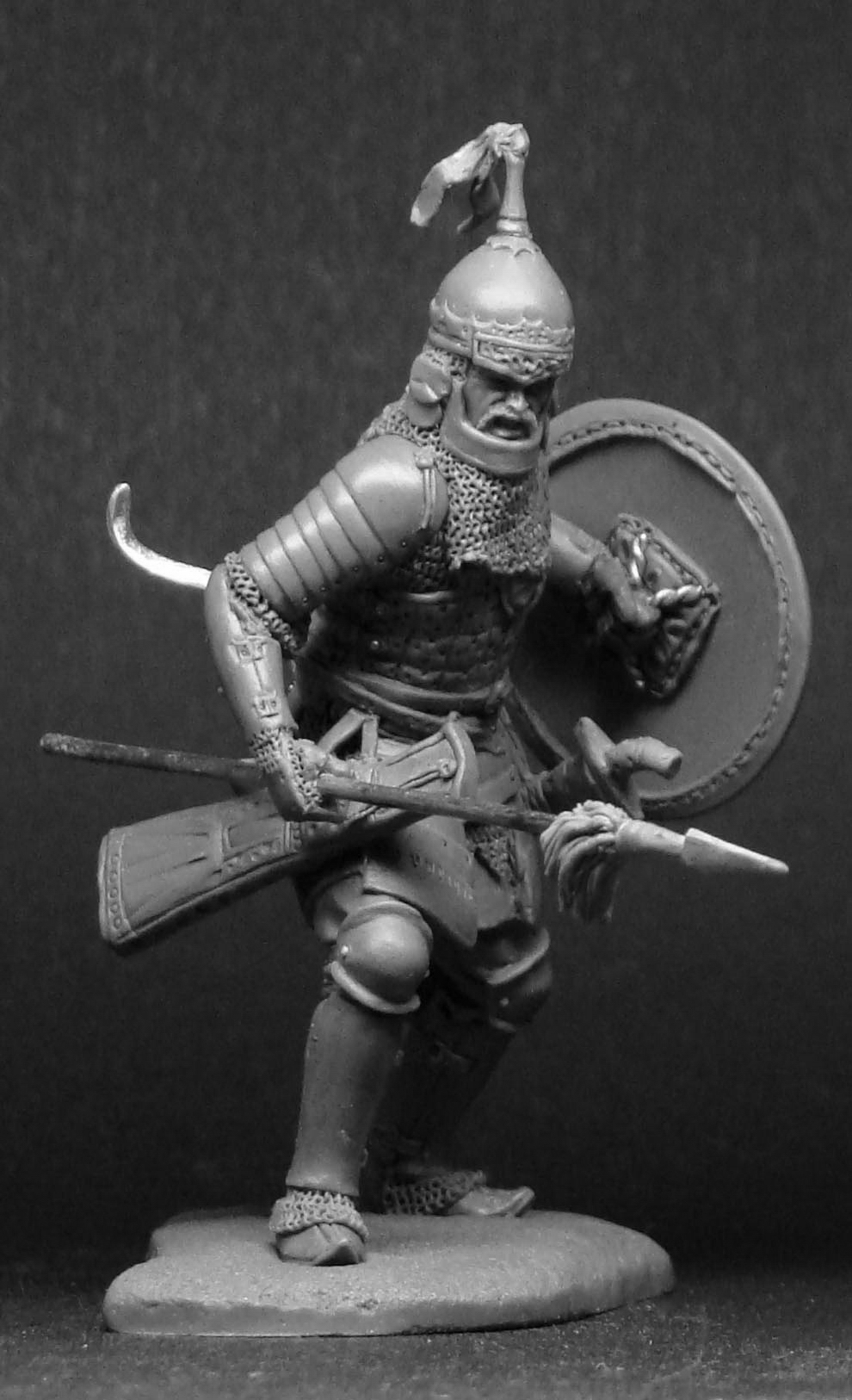 CHM-54047(М). Татаро-монгольский воин с копьем, 14 век. 54 мм. Материал - белый металл. Chronos Miniatures