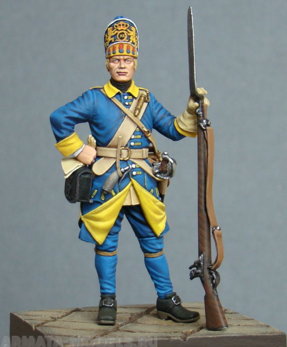 CHM-54019(М). Шведский гренадер полка Меллина, 1700-05 гг. 54 мм. Материал - белый металл. Chronos Miniatures