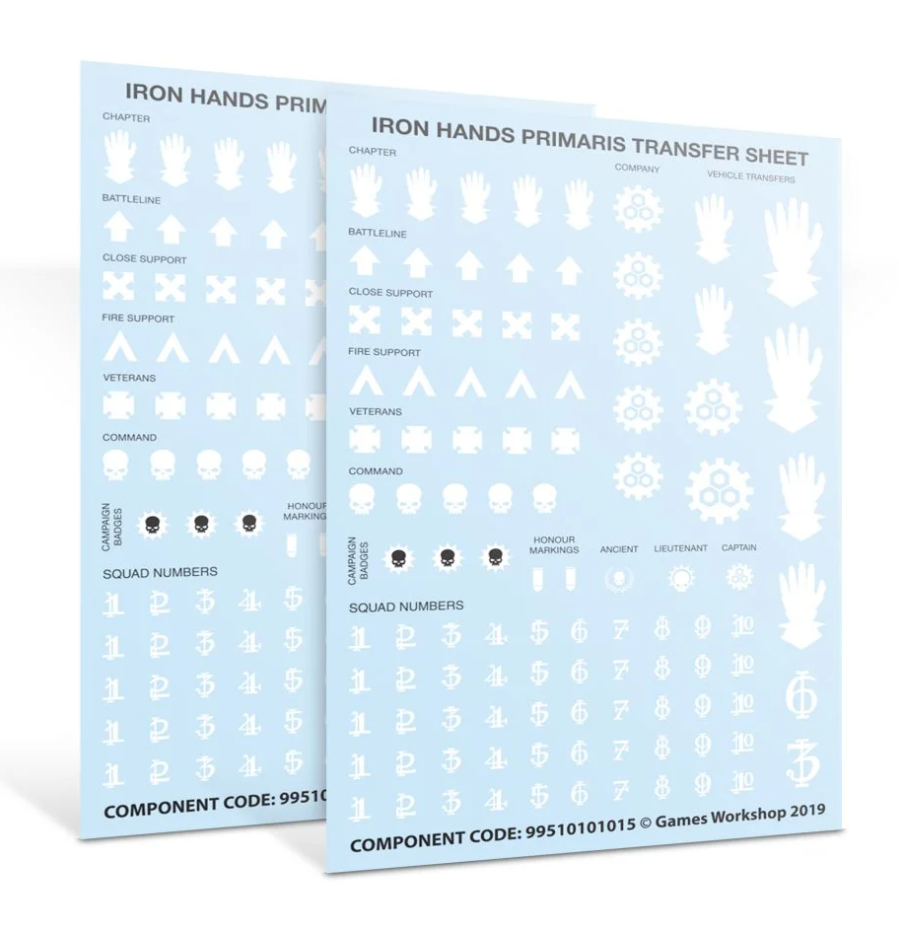 55-09GW Набор улучшений для Примарисов ордена Железных Рук (Iron Hands Primaris Upgrades and Transfers)