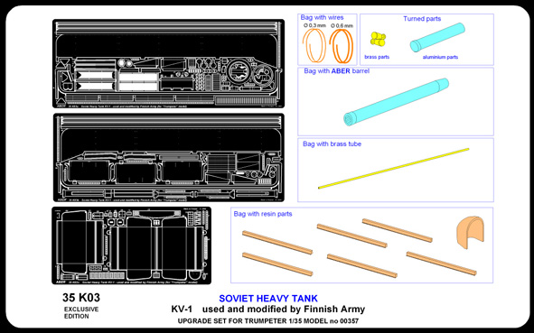 ABR-35-K03  Дополнения для  Finnish Army KV-1 для Trumpeter 1/35