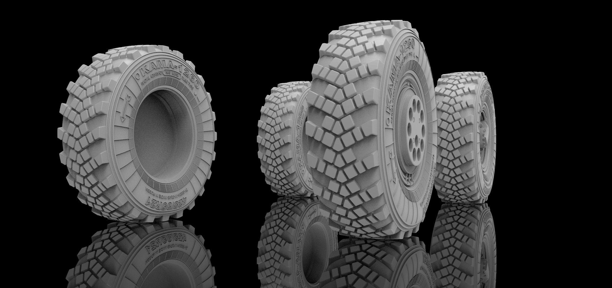 AM3638 Колеса под нагрузкой с защитными колпаками К-4350 Мустанг, 1/35