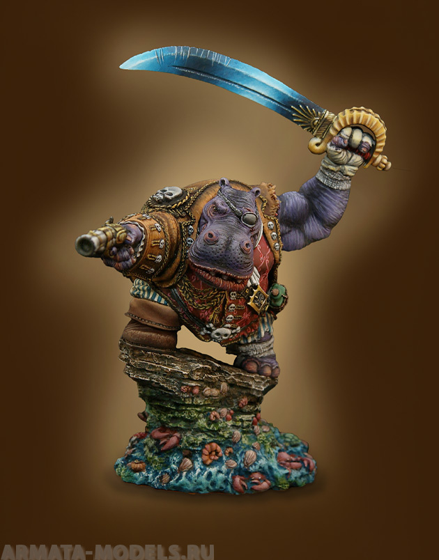 CM-P07 Декоративная фигурка из смолы Гиппо Пират (Hippo Pirate) ScaleBro