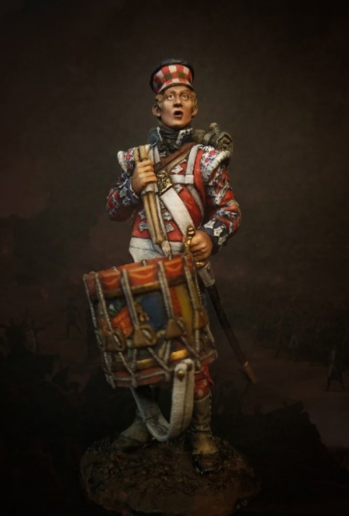 VD-54002(M). Барабанщик 42-го (Королевских Шотландских горцев) пехотного полка quot;Черная Стражаquot;, 1815 г. 54 мм. Материал - белый металл. Chronos Miniatures