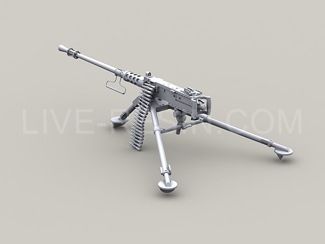 LRE35247 Пулемёт M2HB Browning .50 Caliber  с пламегасителем на станке-треноге M3. Вторая Мировая война — Корейская война — Вьетнамская война — период Холодной войны.