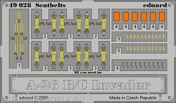 49028 Фототравление A-26 B/C Invader seatbelts  для модели ReveLL/Monogram