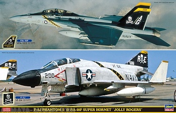 52147 Cамолеты F-4J PHANTOM II and F/A-18F SUPER HORNET JOLLY ROGERS Two kits   (HASEGAWA) 1/72