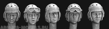 HUH08 5 heads in WW2 US tanker helmet