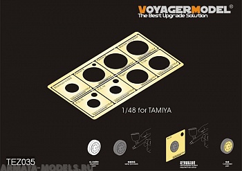 TEZ035 Набор  для 1/48 WWII AFV Road Wheels Stenciling Templates (For TAMIYA)