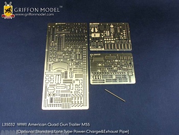 L35032GR WW II American Quad Gun Trailer M55 (Optional Standard/Late Type Power-Charge & Exhaust Pipe) for Dragon 6421 Kit) 1/35