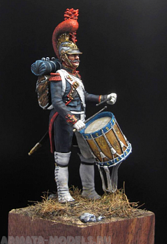CHM-54235. Барабанщик роты инженеров Французской Императорской гвардии, 1811-14 гг. 54 мм. Материал - смола.