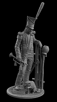 CHM-54348(M). Штаб-трубач армейских уланских полков, Россия 1812-14 гг. 54 мм. Материал -белый металл.