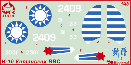 48019 Истребитель И-16 тип 10 Китайские ВВС ARK model
