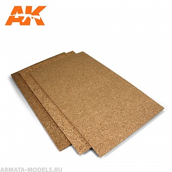 AK8046 Пробковый лист CORCK SHEETS - FINE GRAINED - 200 x 300 x 1mm (2 SHEETS)