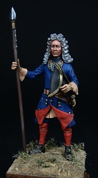 CHM-54091(M). Шведский офицер армейских пехотных полков, 1700-21 гг. (3 варианта голов, 2 варианта офицерских знаков). 54 мм. Материал – белый металл